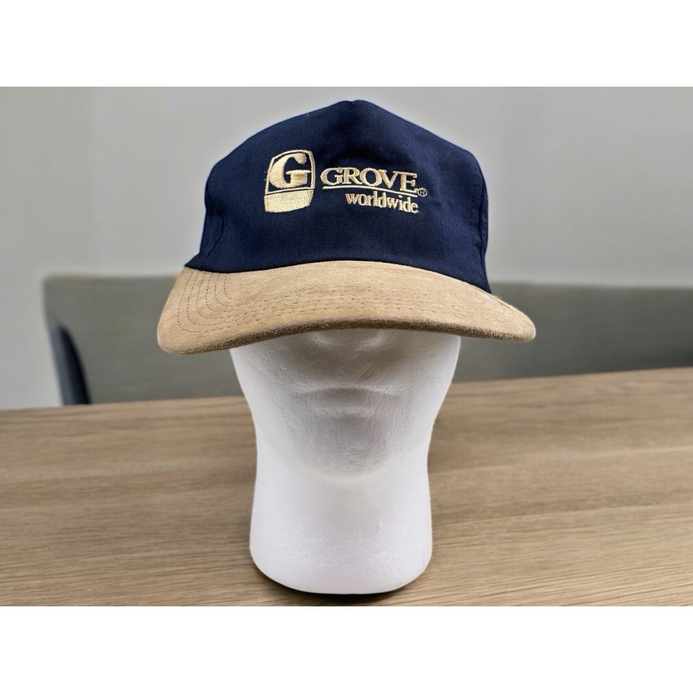Vintage Grove Worldwide Snapback Hat Cap Made In USA Adjustable Navy And Brown